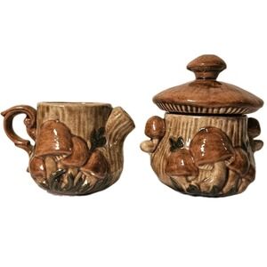 Vintage Arnels Handmade Decorative Mushroom Creamer And Sugar Cottagecore *Read
